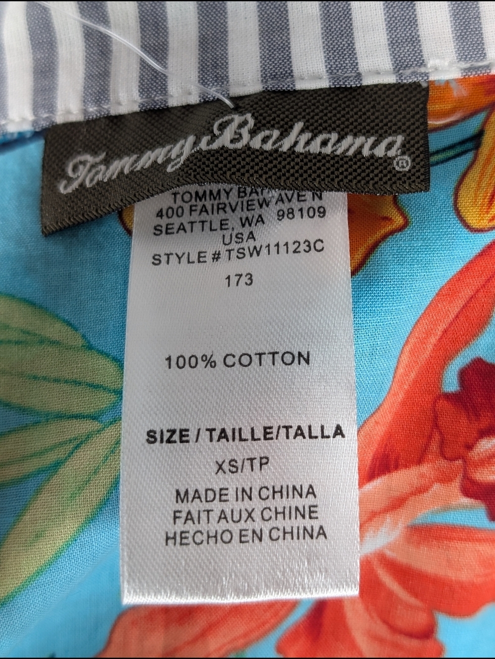 NWT Tommy Bahama Floriana Boyfriend Shirt XS Turquoise Tropical Floral Cotton - Picture 9 of 11